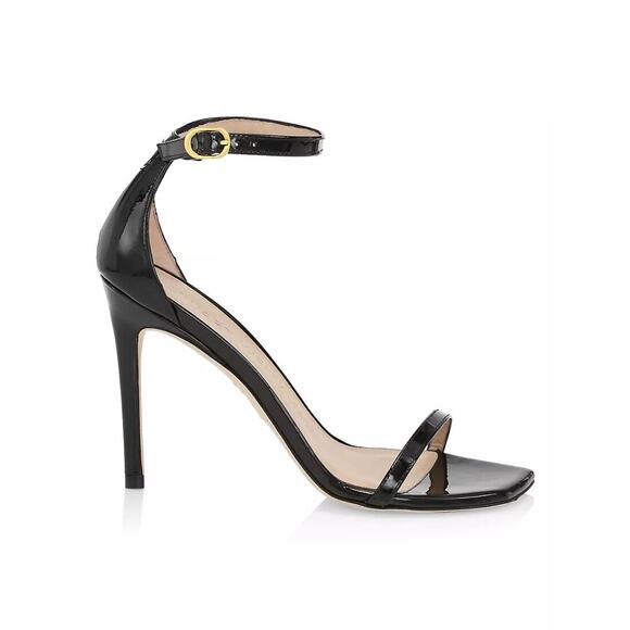 Stuart Weitzman Nudistcurve Patent Leather Ankle-Strap Stiletto Sandals - 7